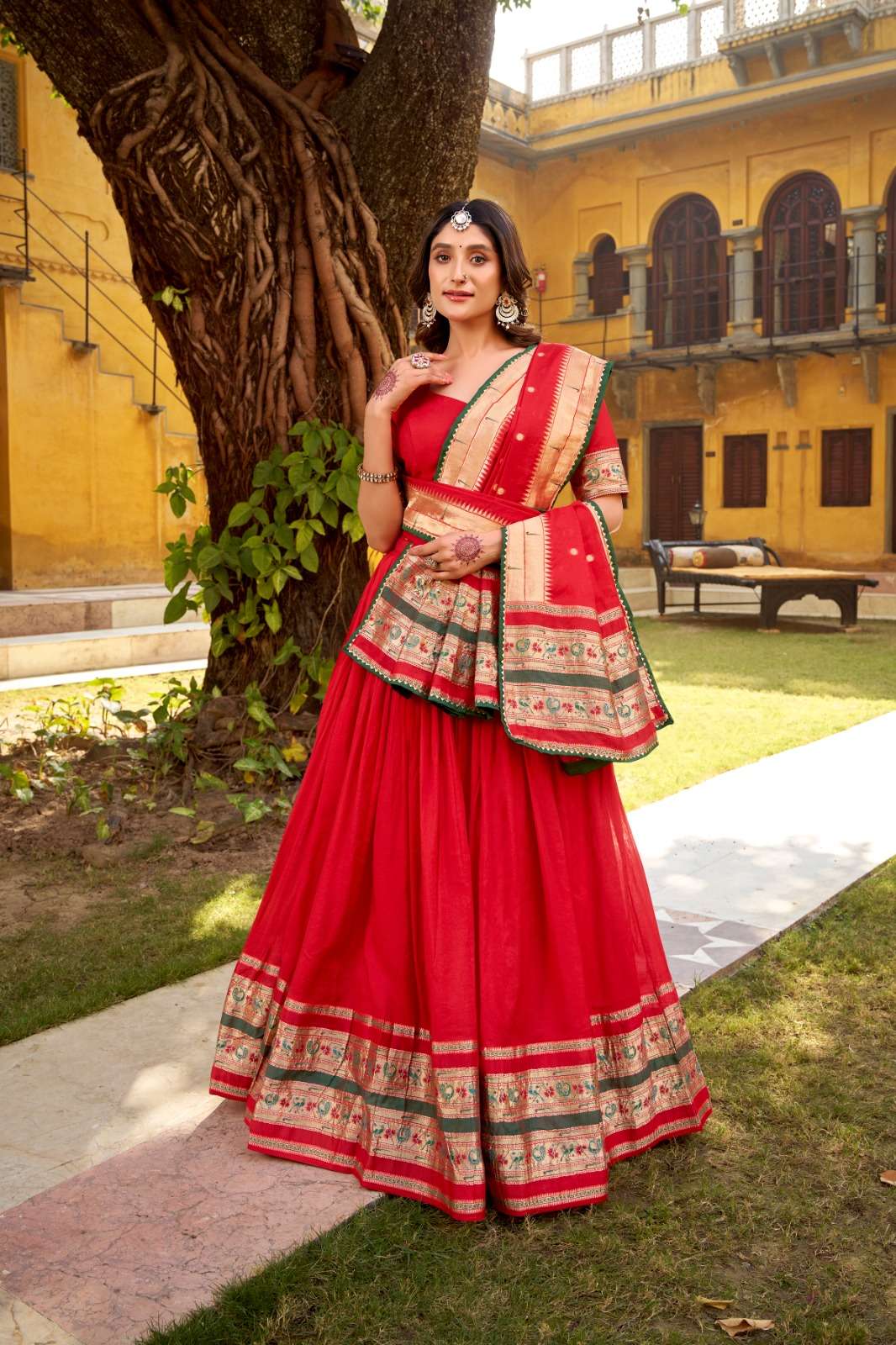 PURE CHANDERI ZARI WEAVING WORK PAITHANI LEHENGA CHOLI AT WHOLESALE PRICE
