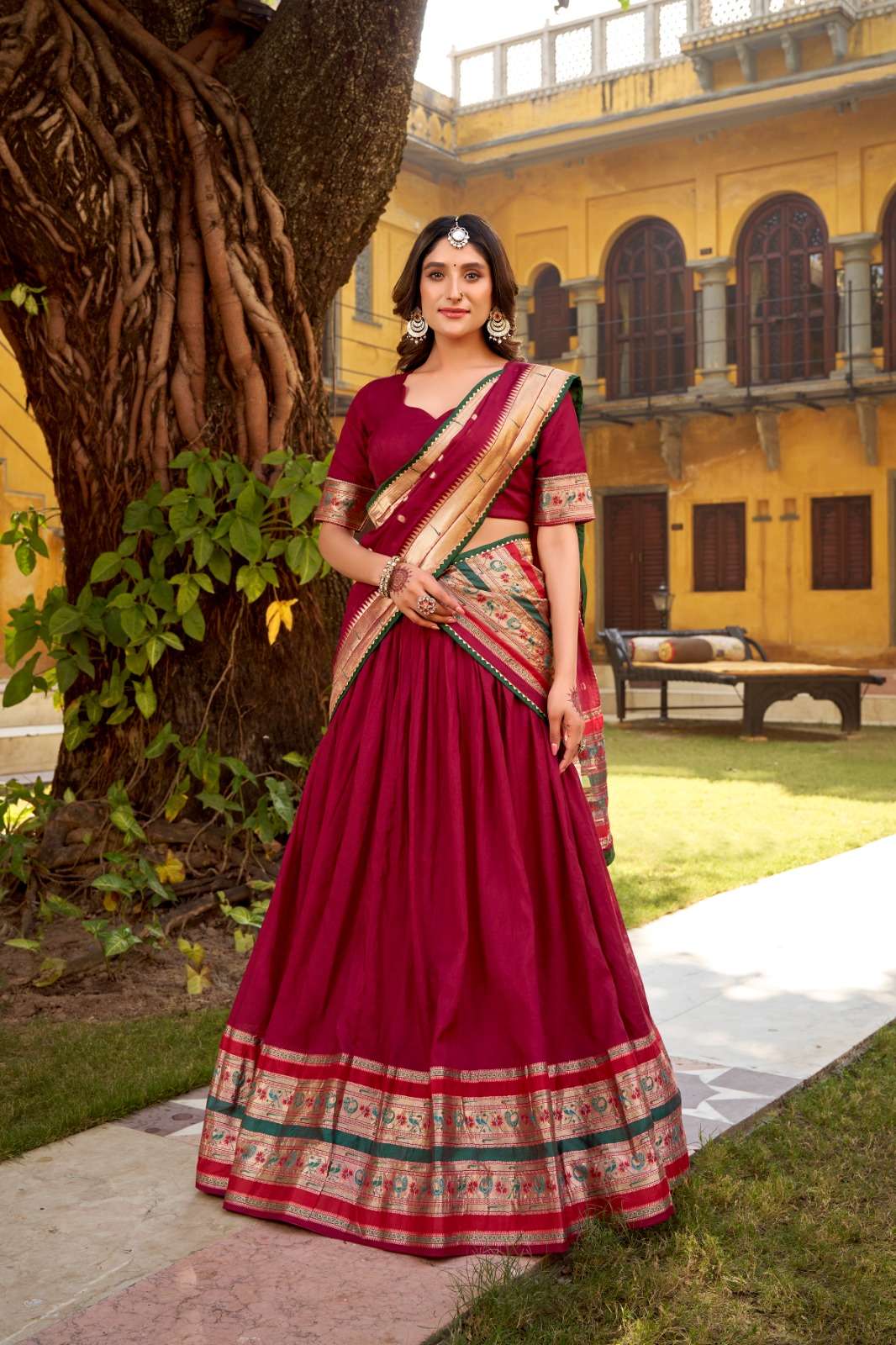 PURE CHANDERI ZARI WEAVING WORK PAITHANI LEHENGA CHOLI AT WHOLESALE PRICE