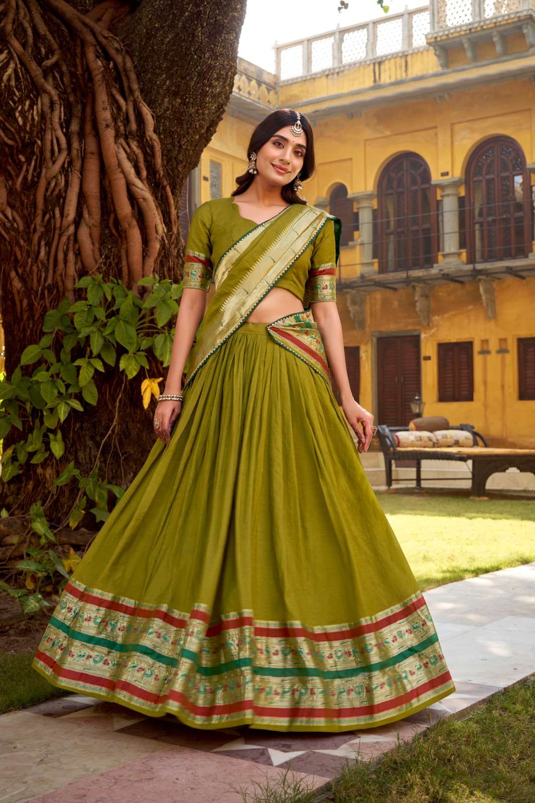 PURE CHANDERI ZARI WEAVING WORK PAITHANI LEHENGA CHOLI AT WHOLESALE PRICE