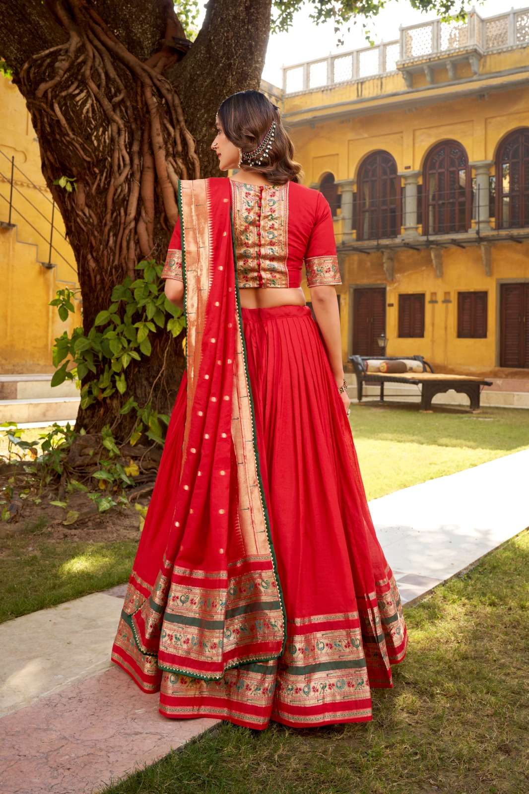 PURE CHANDERI ZARI WEAVING WORK PAITHANI LEHENGA CHOLI AT WHOLESALE PRICE