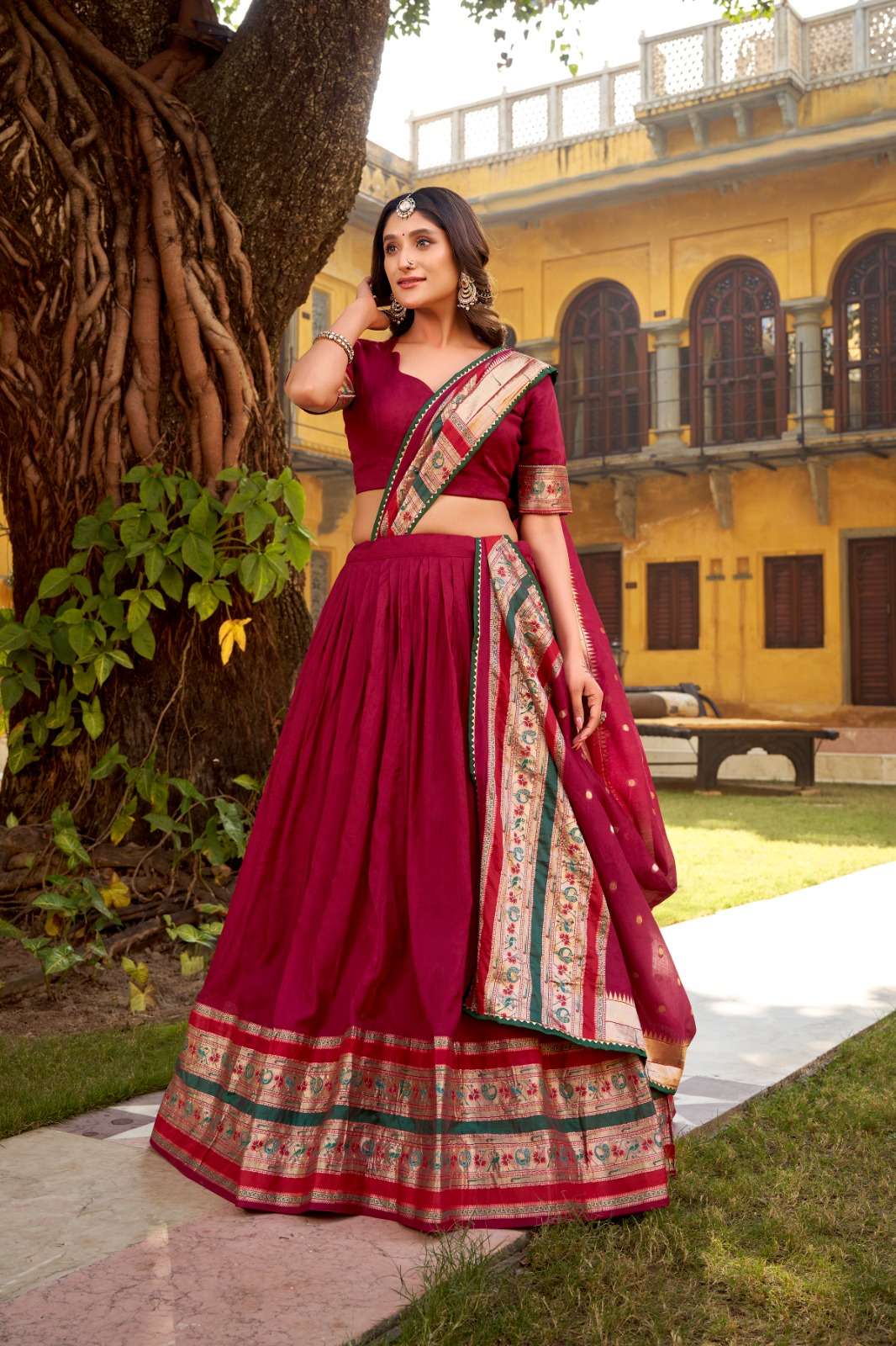 PURE CHANDERI ZARI WEAVING WORK PAITHANI LEHENGA CHOLI AT WHOLESALE PRICE