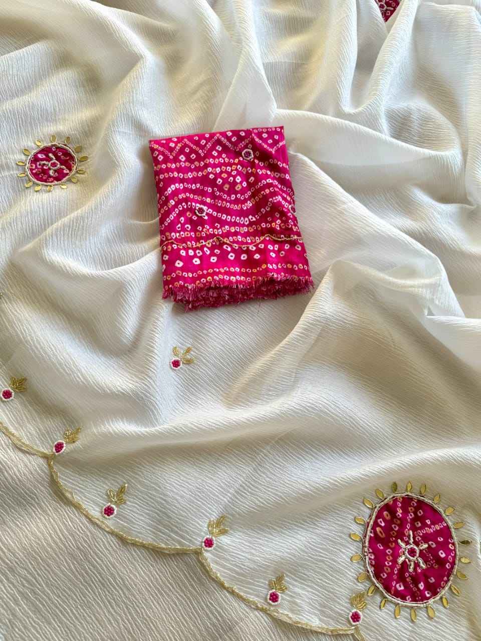 PURE CRUSH GEORGETTE CHIFFON HANDWORK SAREE AT WHOLESALE PRICE