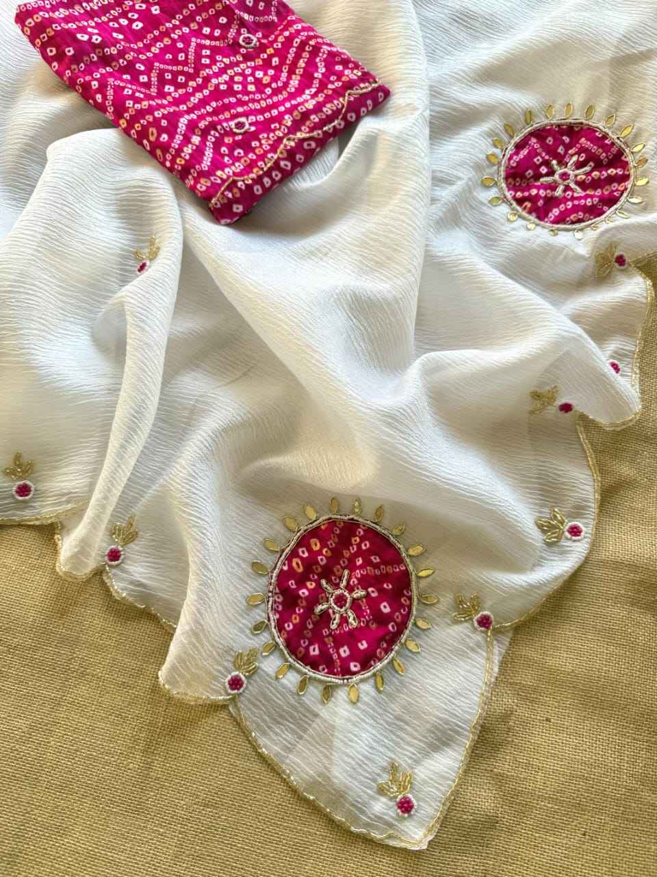 PURE CRUSH GEORGETTE CHIFFON HANDWORK SAREE AT WHOLESALE PRICE