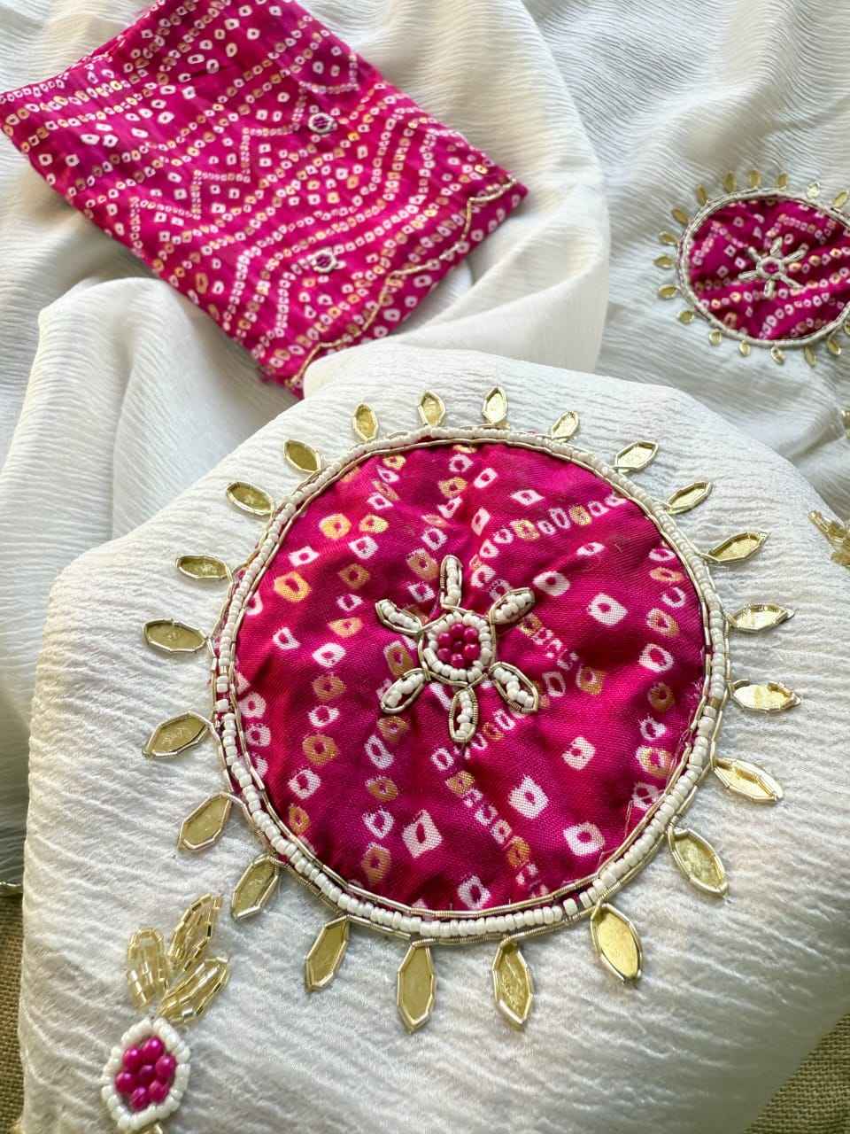 PURE CRUSH GEORGETTE CHIFFON HANDWORK SAREE AT WHOLESALE PRICE