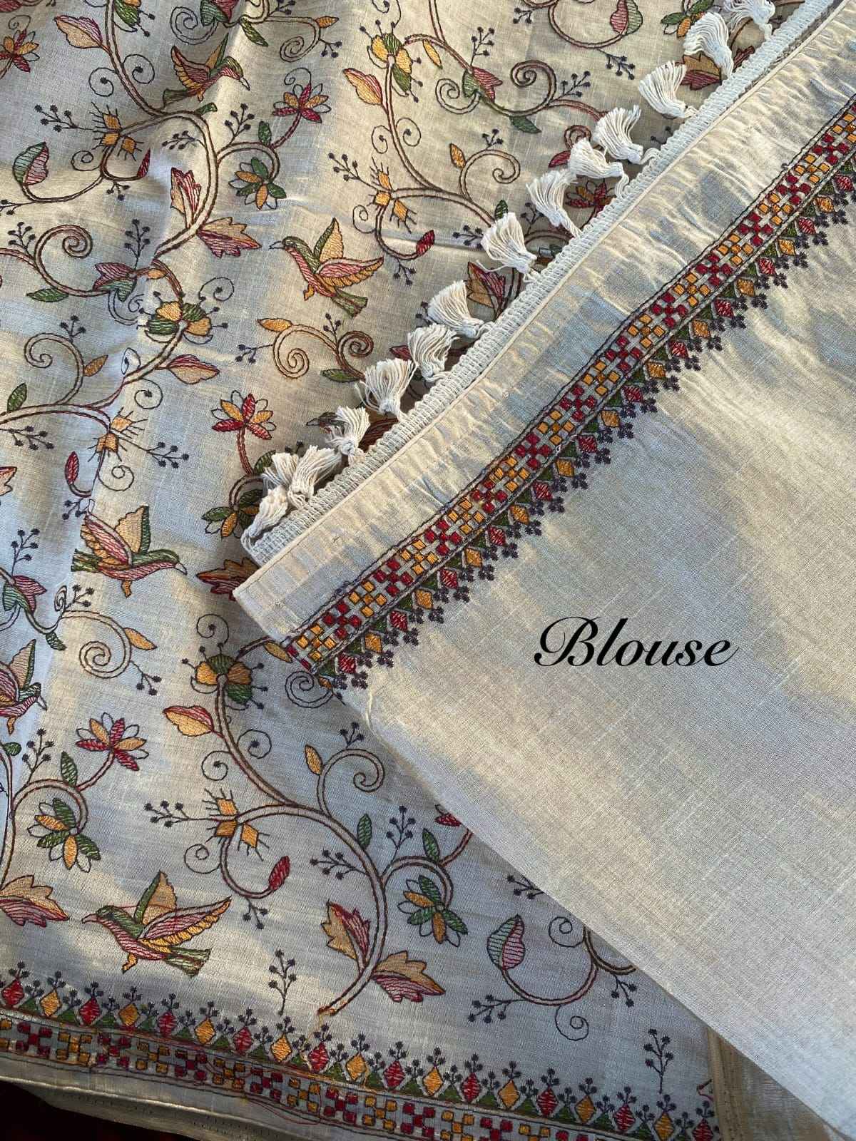 PURE LOOM TUSSAR DESIGNER EMBROIDERY GOLD ZARI BORDER SAREE AT WHOLESALE PRICE