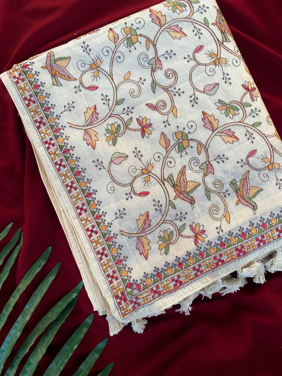 PURE LOOM TUSSAR DESIGNER EMBROIDERY GOLD ZARI BORDER SAREE AT WHOLESALE PRICE