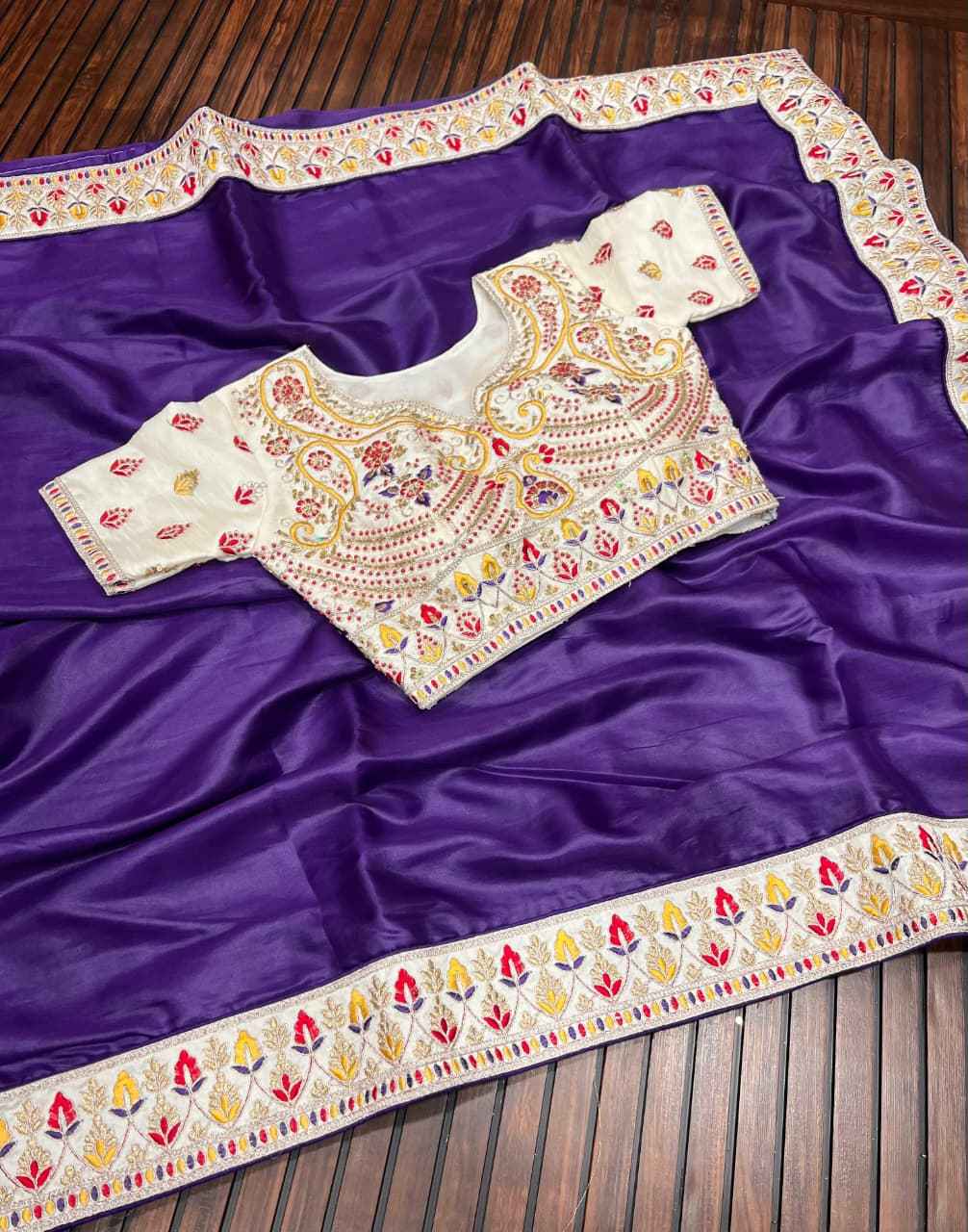 PURE SATIN ORGANZA SILK HEAVY CODING SIQUENCE EMBROIDERY WORK SAREE  AT WHOLESALE PRICE