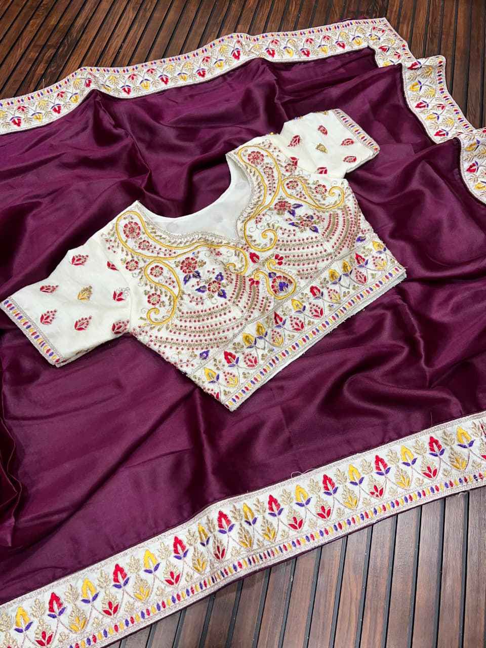 PURE SATIN ORGANZA SILK HEAVY CODING SIQUENCE EMBROIDERY WORK SAREE  AT WHOLESALE PRICE