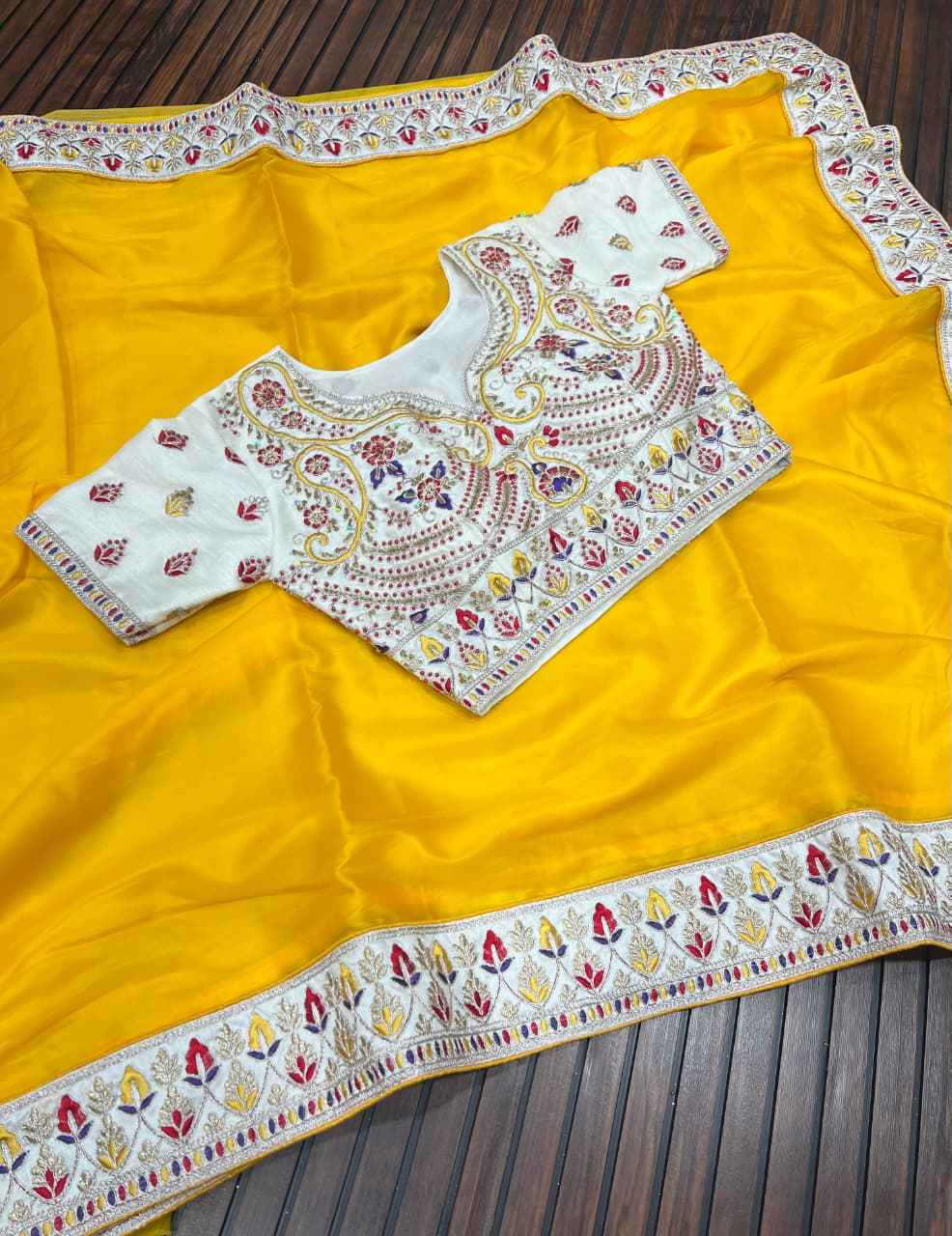 PURE SATIN ORGANZA SILK HEAVY CODING SIQUENCE EMBROIDERY WORK SAREE  AT WHOLESALE PRICE