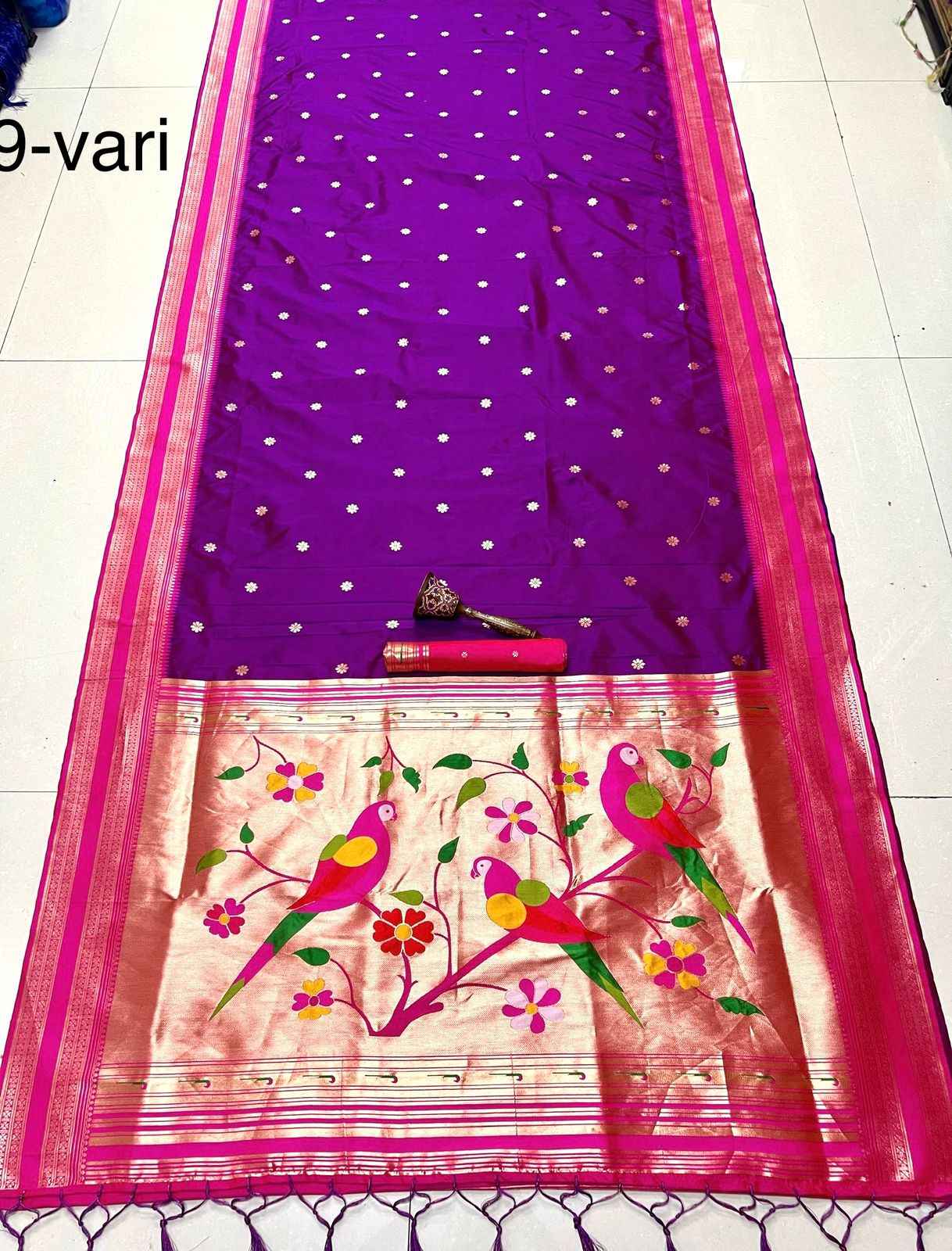 PURE SOFT KANCHIVRAM PETHANI SILK ZARI WEAVING 9 YARD SAREE AT WHOLESALE PRICE