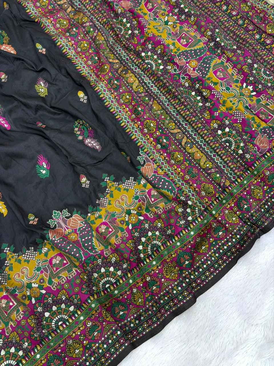 PURE SOFT RAJWADI PASHMINA SILK KASHMIRI THREAD WEAVING SAREE AT WHOLESALE PRICE