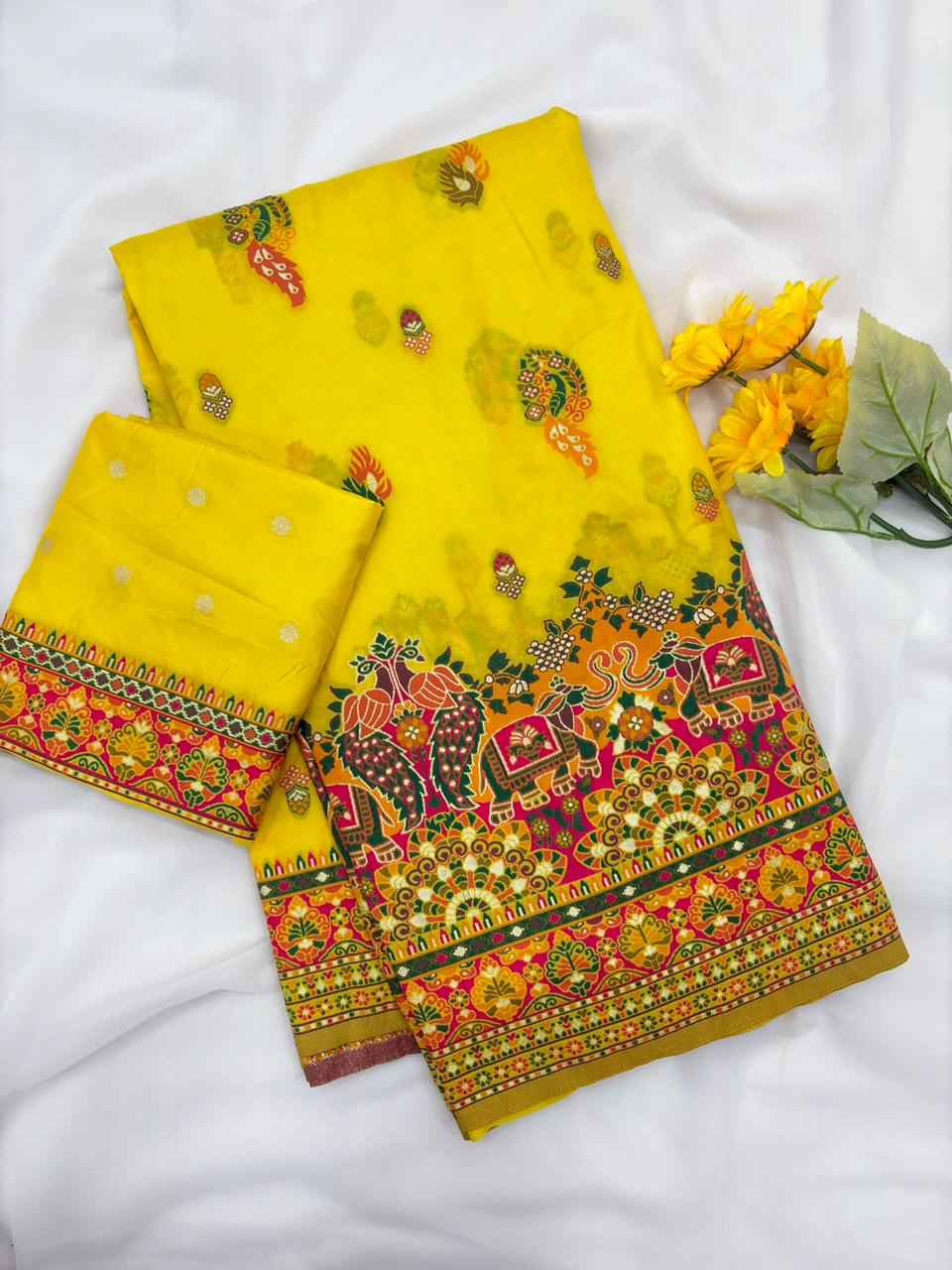 PURE SOFT RAJWADI PASHMINA SILK KASHMIRI THREAD WEAVING SAREE AT WHOLESALE PRICE