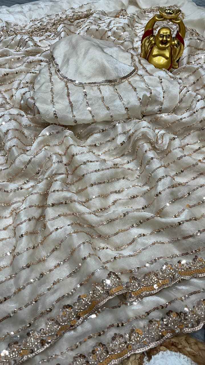PURE SPACE SILK ORIGINAL GOLD BEADS WORK SAREE AT WHOLESALE PRICE 