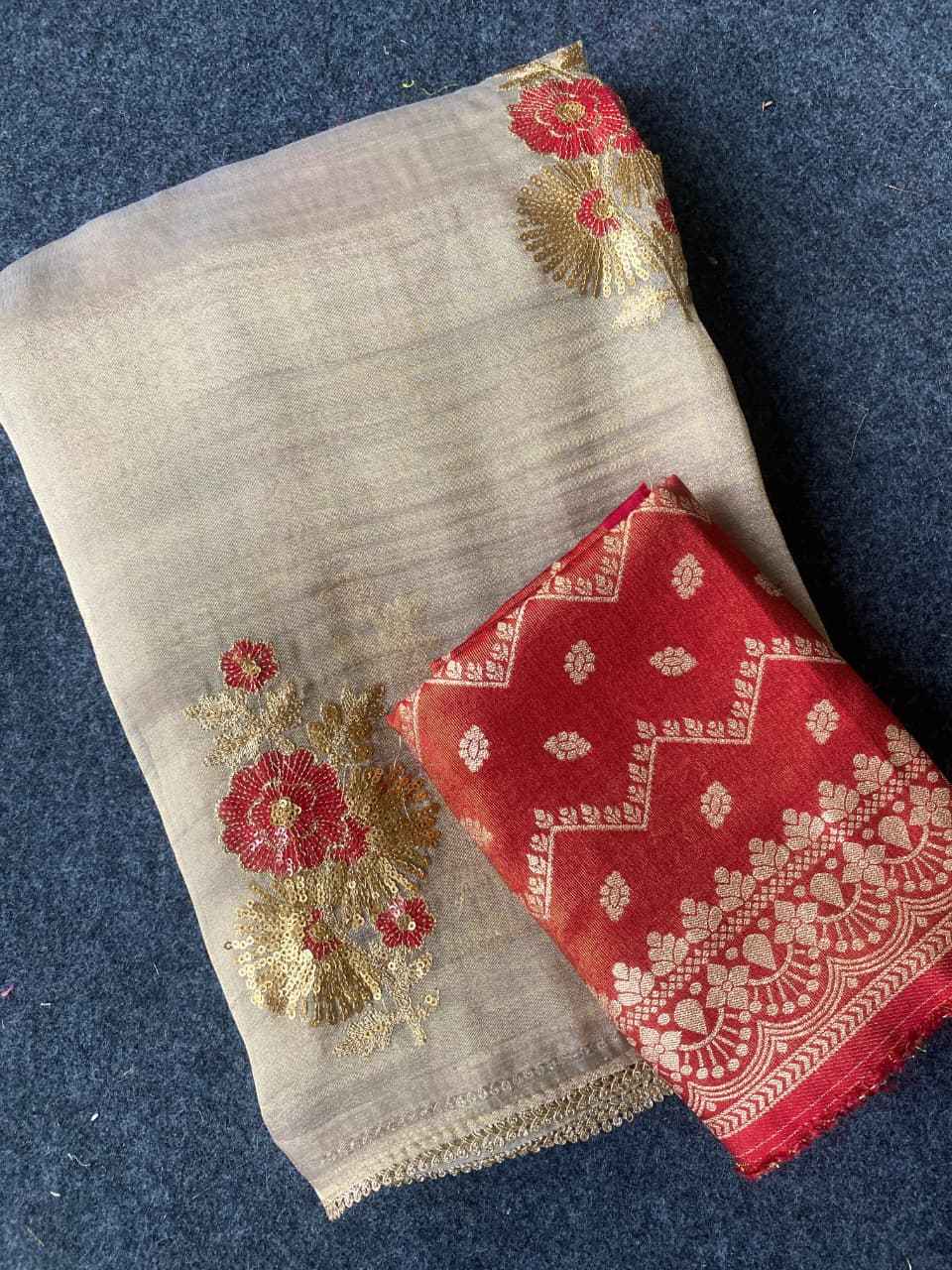 PURE TISSUE CRUSH MULTI SEQUENCE WORK SAREE AT WHOLESALE PRICE