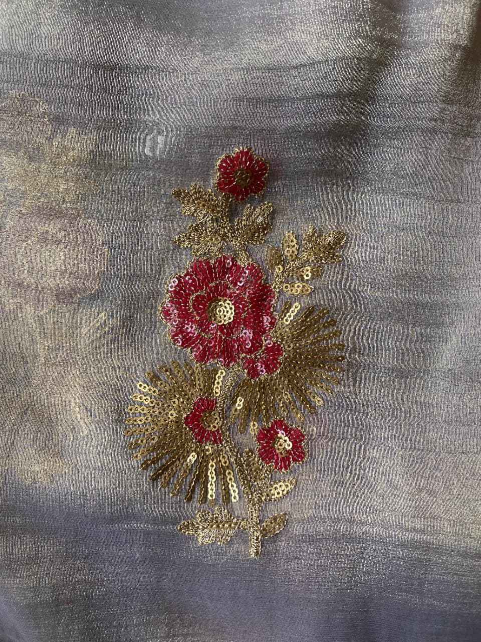 PURE TISSUE CRUSH MULTI SEQUENCE WORK SAREE AT WHOLESALE PRICE