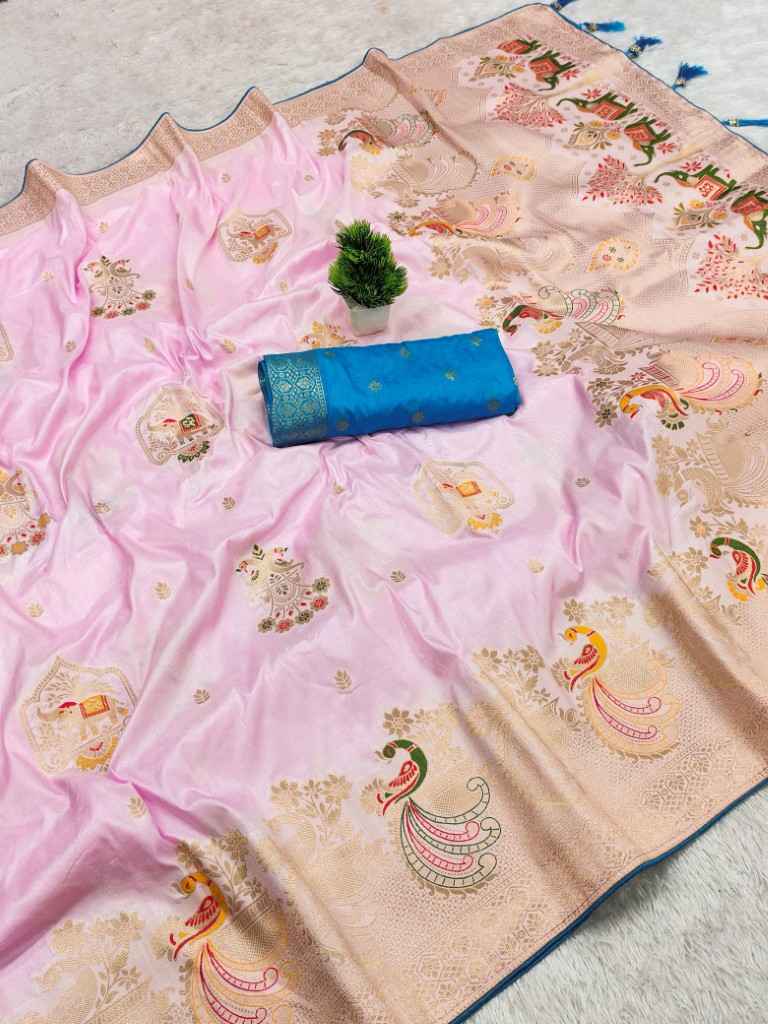 PURE VISCOSE DOLLA SILK HEAVY MEENAKARI WEAVING SAREE AT WHOLESALE PRICE