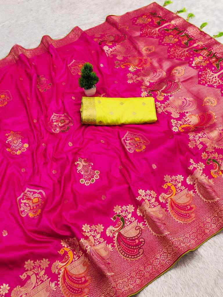 PURE VISCOSE DOLLA SILK HEAVY MEENAKARI WEAVING SAREE AT WHOLESALE PRICE