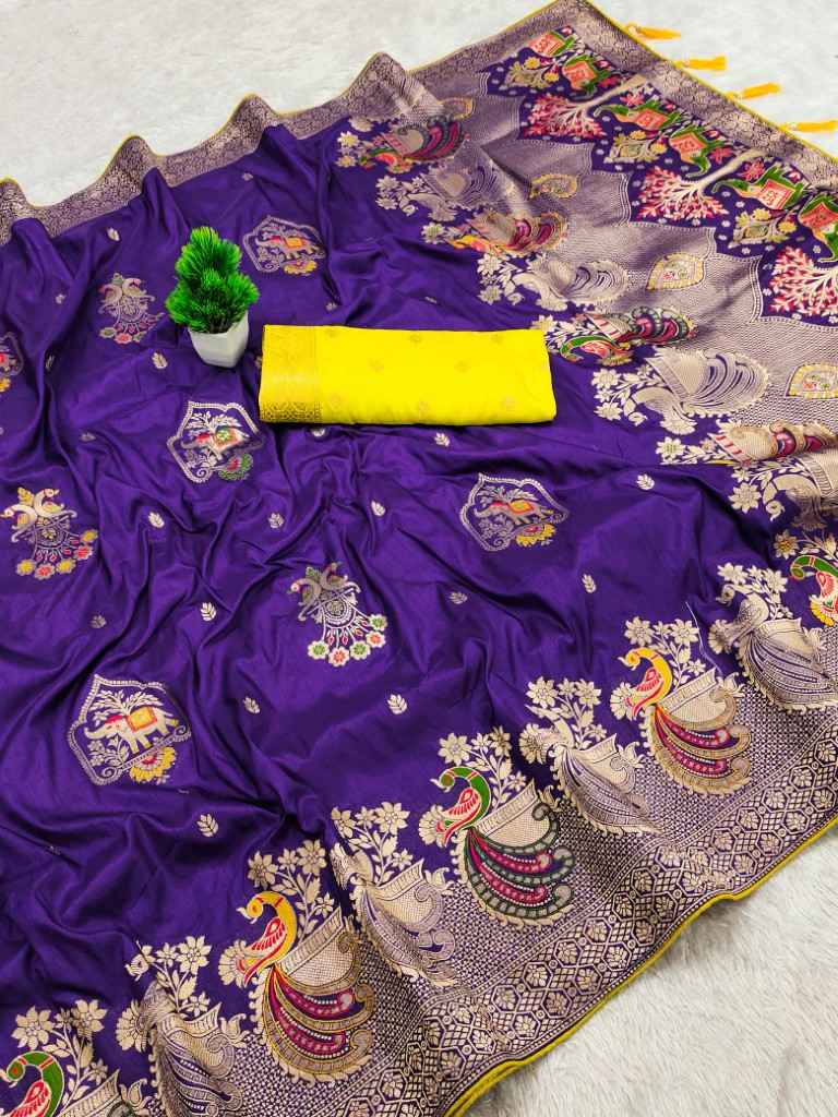 PURE VISCOSE DOLLA SILK HEAVY MEENAKARI WEAVING SAREE AT WHOLESALE PRICE