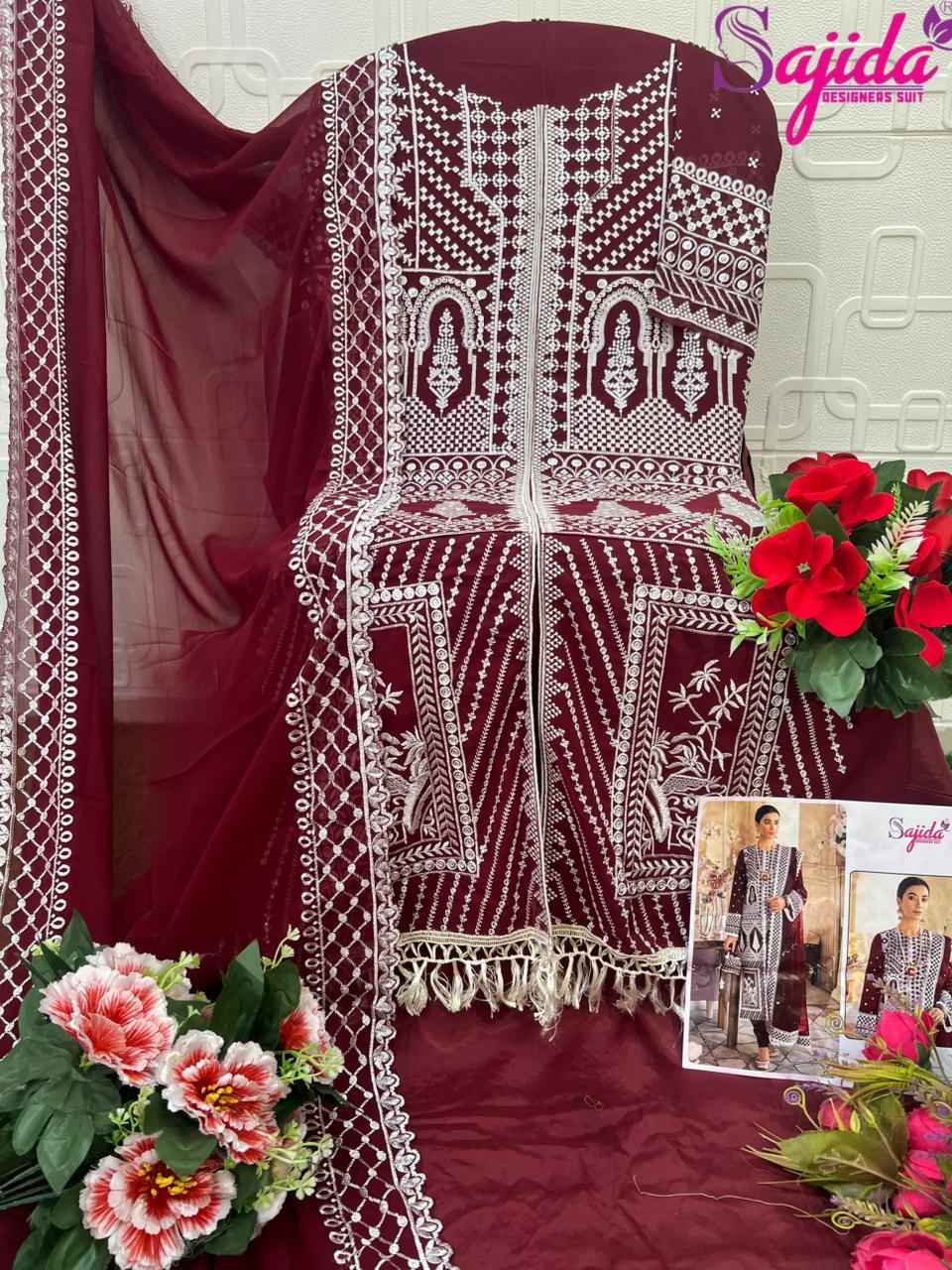 SAJIDA AFRANA GEORGETTE WITH HEAVY EMBROIDERED DRESS MATERIAL AT WHOLESALE PRICE