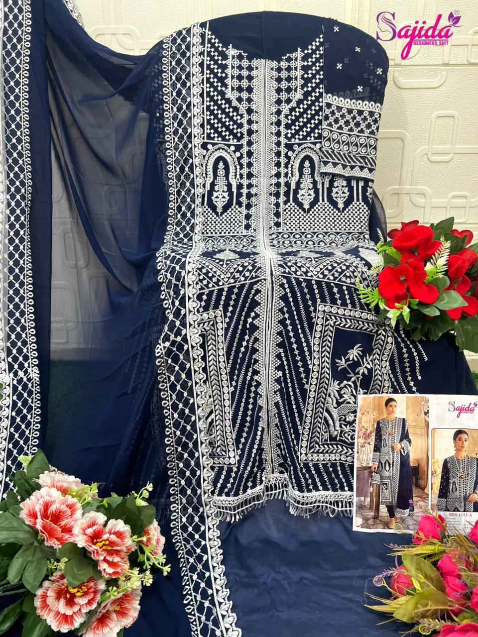 SAJIDA AFRANA GEORGETTE WITH HEAVY EMBROIDERED DRESS MATERIAL AT WHOLESALE PRICE