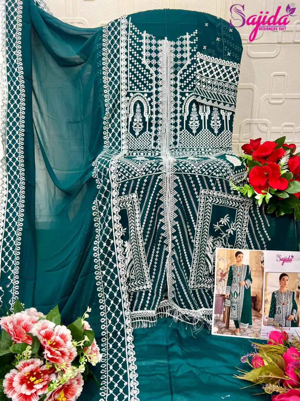 SAJIDA AFRANA GEORGETTE WITH HEAVY EMBROIDERED DRESS MATERIAL AT WHOLESALE PRICE