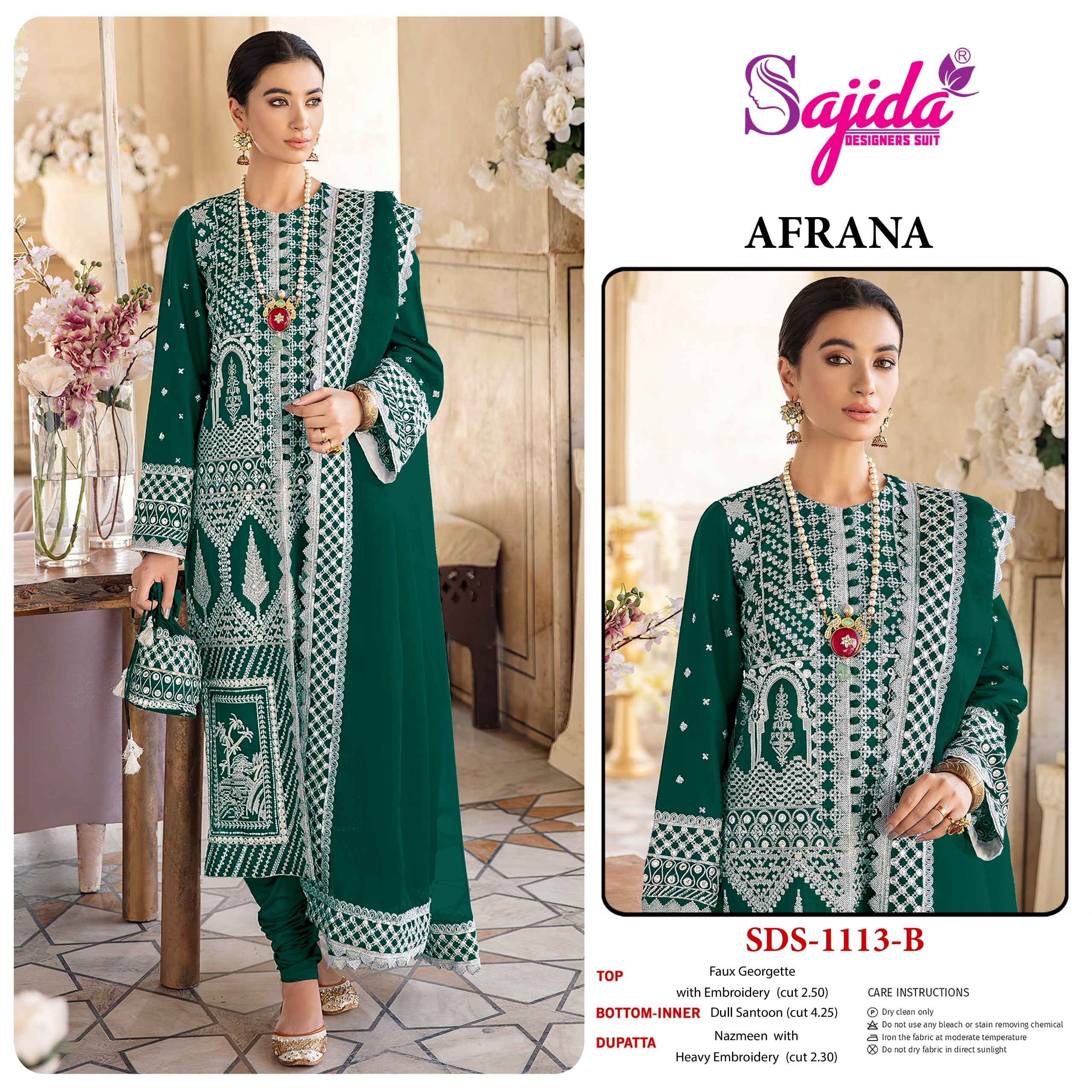 SAJIDA AFRANA GEORGETTE WITH HEAVY EMBROIDERED DRESS MATERIAL AT WHOLESALE PRICE
