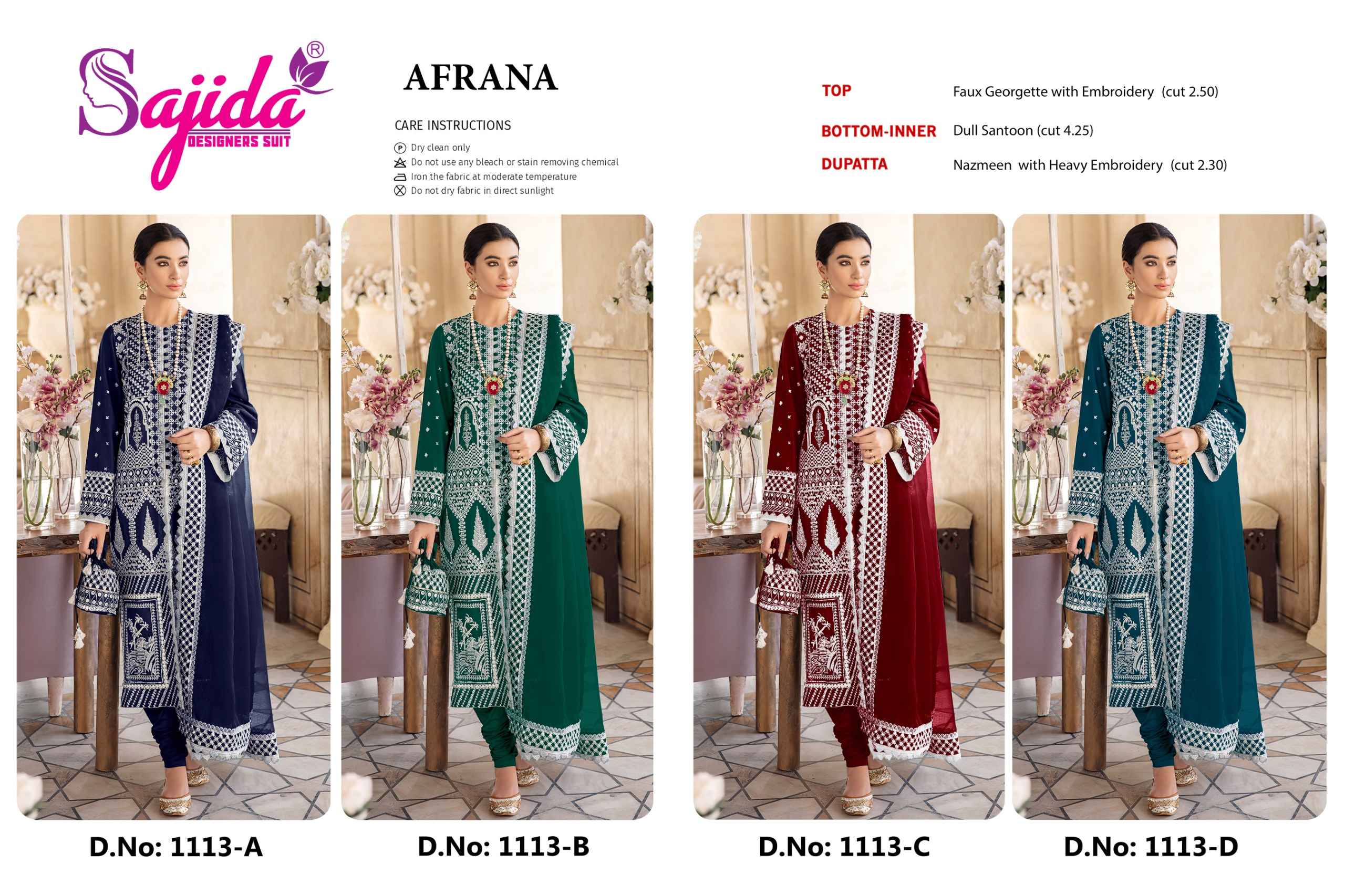 SAJIDA AFRANA GEORGETTE WITH HEAVY EMBROIDERED DRESS MATERIAL AT WHOLESALE PRICE