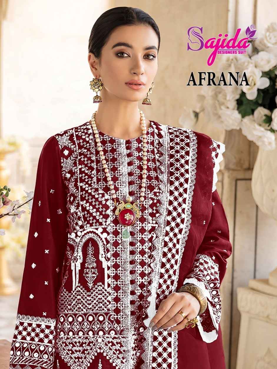 SAJIDA AFRANA GEORGETTE WITH HEAVY EMBROIDERED DRESS MATERIAL AT WHOLESALE PRICE