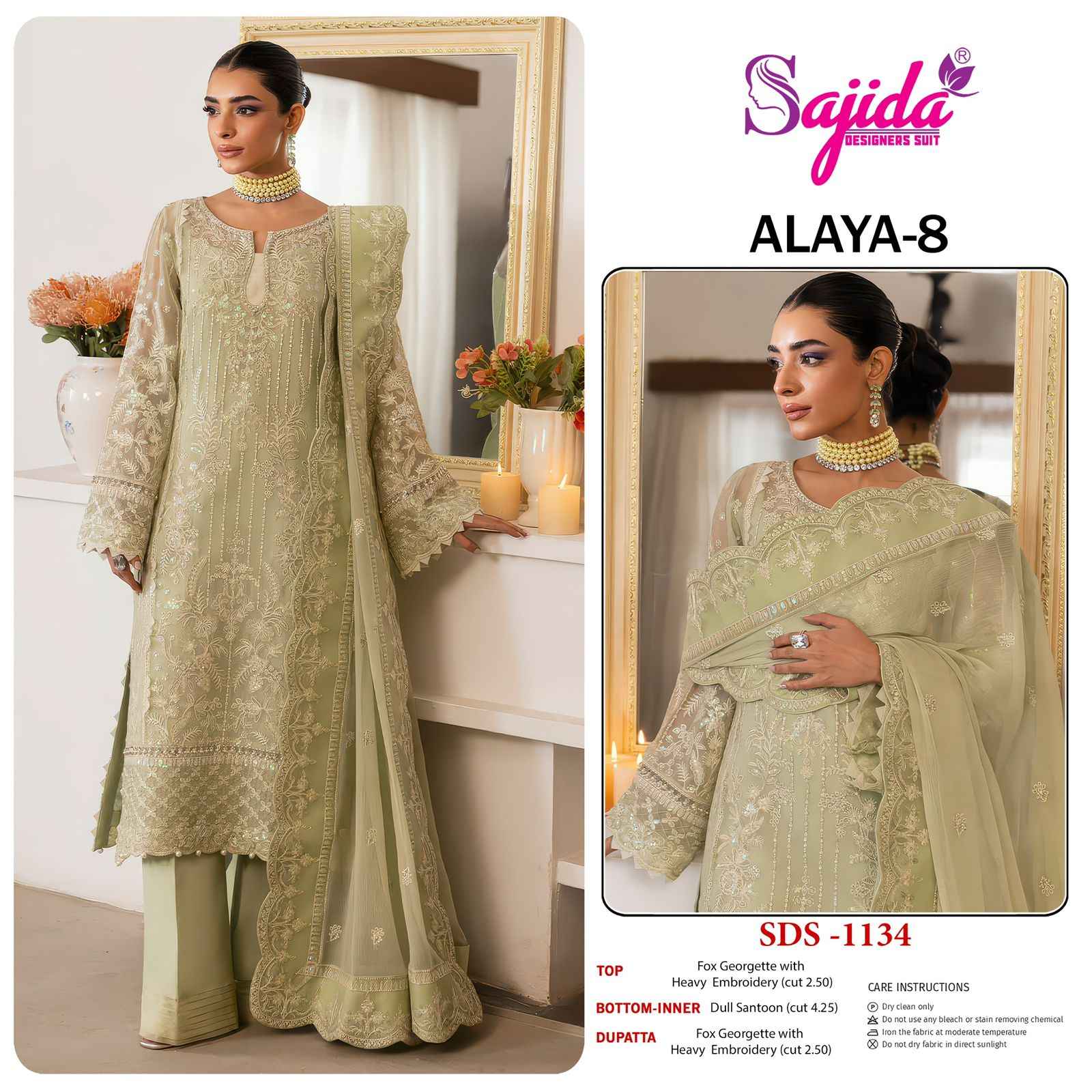 SAJIDA ANAYA-VOL-8 GEORGETTE WITH HEAVY EMBROIDERED DRESS MATERIAL AT WHOLESALE PRICE 