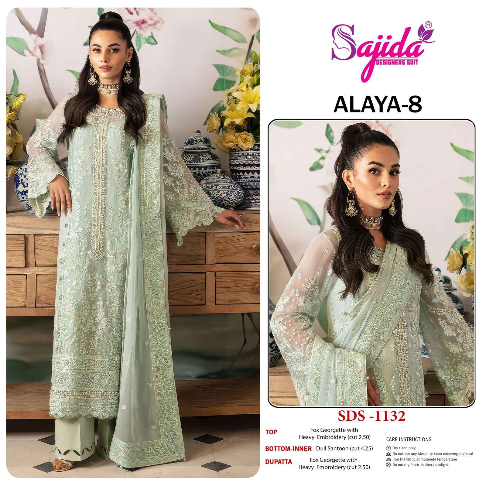 SAJIDA ANAYA-VOL-8 GEORGETTE WITH HEAVY EMBROIDERED DRESS MATERIAL AT WHOLESALE PRICE 