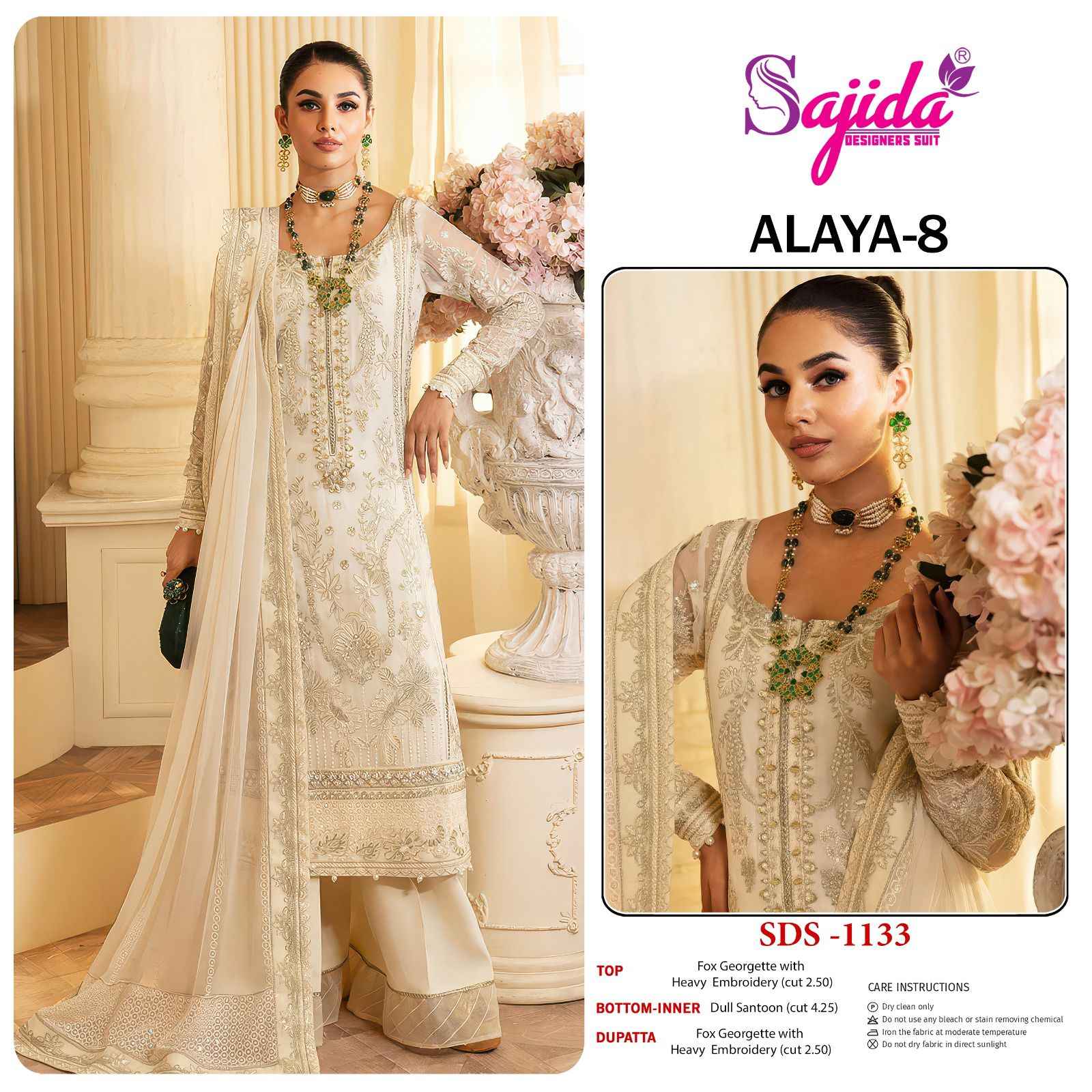 SAJIDA ANAYA-VOL-8 GEORGETTE WITH HEAVY EMBROIDERED DRESS MATERIAL AT WHOLESALE PRICE 