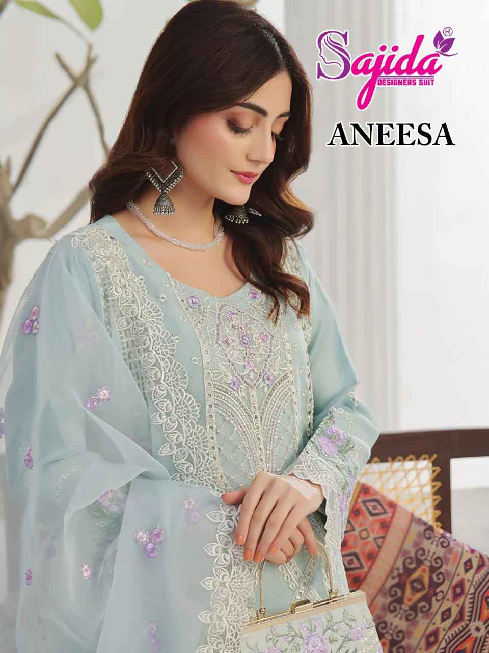 SAJIDA ANEESA GEORGETTE WITH HEAVY EMBROIDERED DRESS MATERIAL AT WHOLESALE PRICE