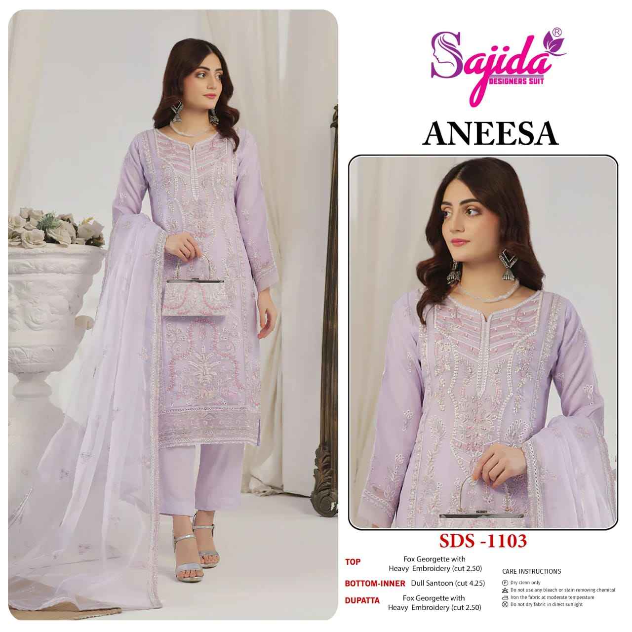 SAJIDA ANEESA GEORGETTE WITH HEAVY EMBROIDERED DRESS MATERIAL AT WHOLESALE PRICE