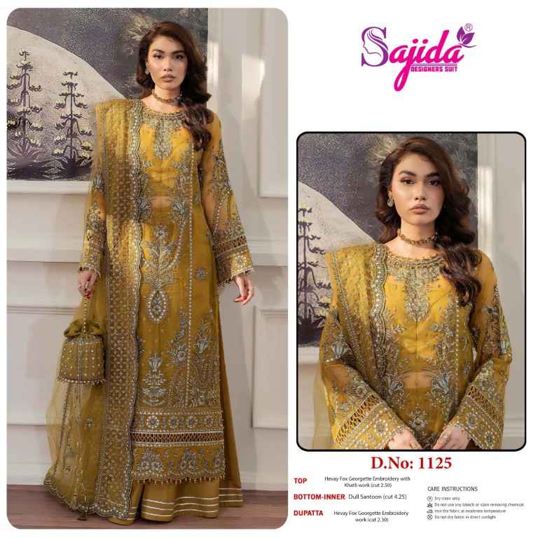 SAJIDA D.NO-1125 GEORGETTE WITH HEAVY EMBROIDERED DRESS MATERIAL AT WHOLESALE PRICE 