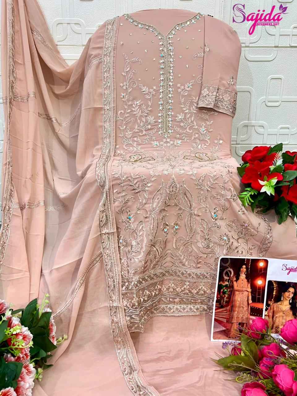 SAJIDA SAMAIRA VOL-3 GEORGETTE HEAVY EMBROIDERED WITH KHATLI WORK DRESS MATERIAL AT WHOLESALE PRICE