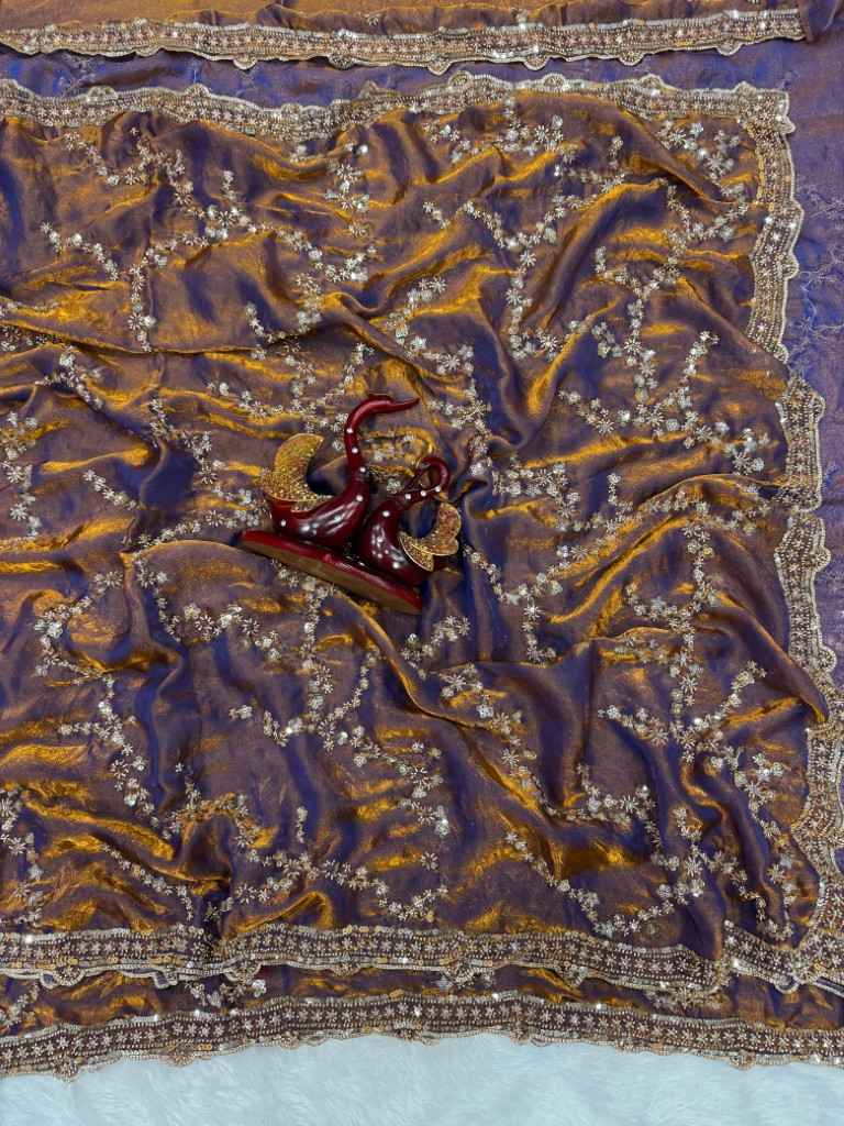 SOFT SPACE SILK  BEADS AND SEQUENCE EMBROIDERY WORK SAREE AT WHOLESALE PRICE 