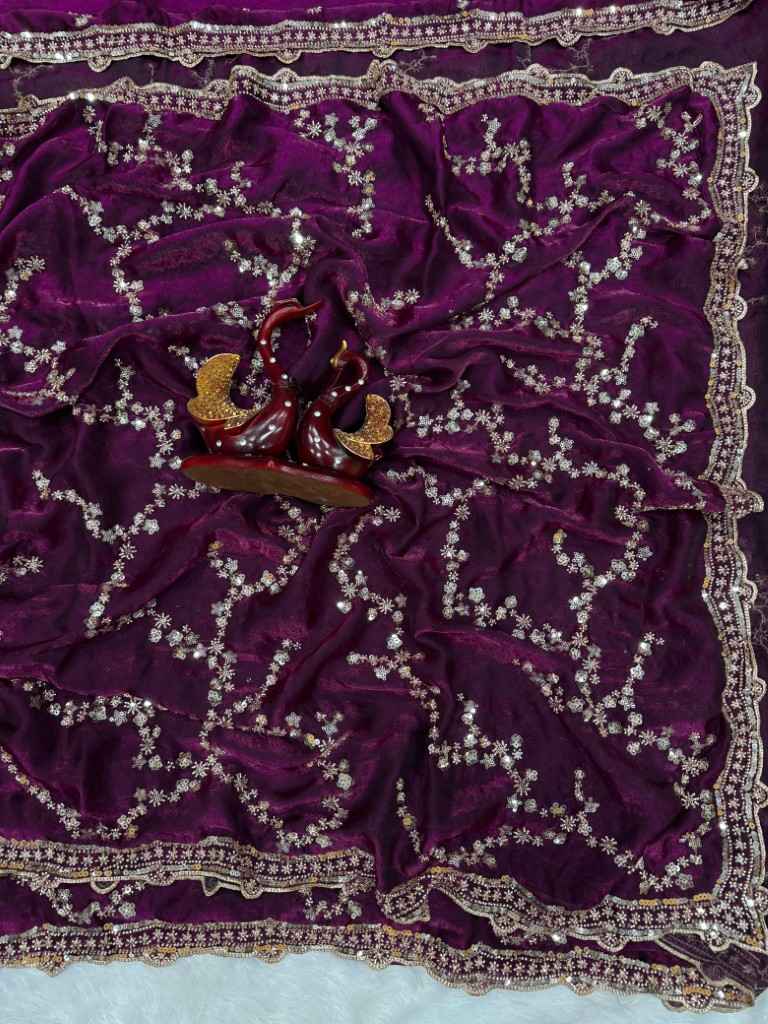 SOFT SPACE SILK  BEADS AND SEQUENCE EMBROIDERY WORK SAREE AT WHOLESALE PRICE 