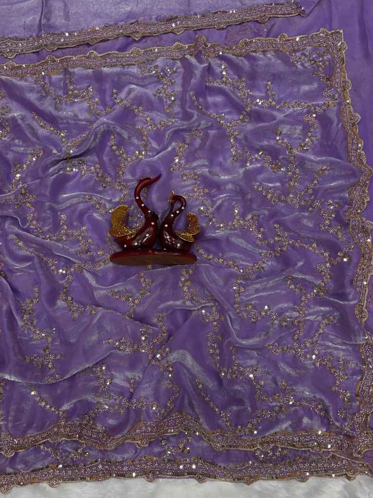 SOFT SPACE SILK  BEADS AND SEQUENCE EMBROIDERY WORK SAREE AT WHOLESALE PRICE 