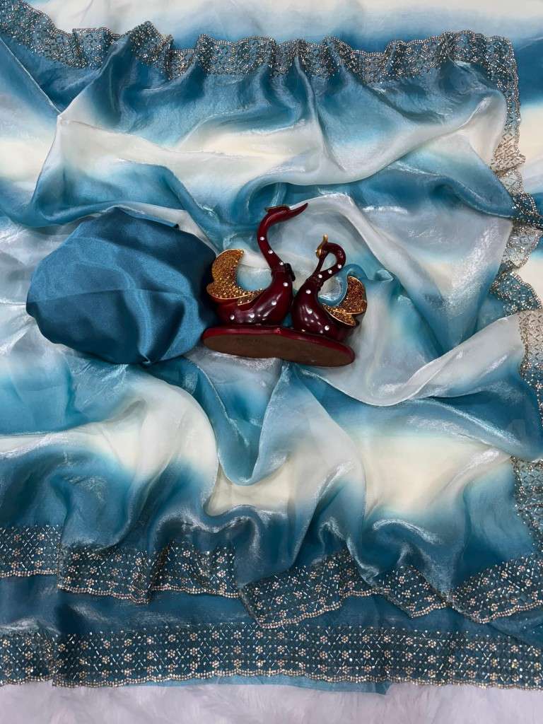 SOFT SPACE SILK ORIGINAL JARKHAN DIAMOND WORK SAREE AT WHOLESALE PRICE 