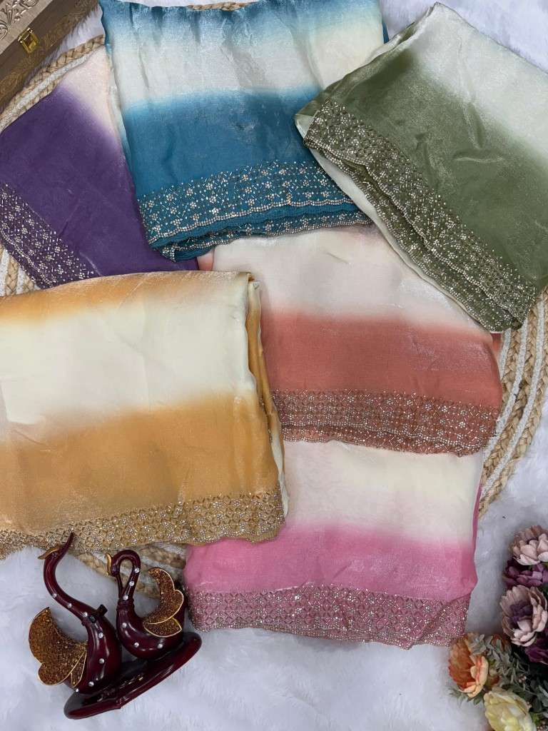 SOFT SPACE SILK ORIGINAL JARKHAN DIAMOND WORK SAREE AT WHOLESALE PRICE 