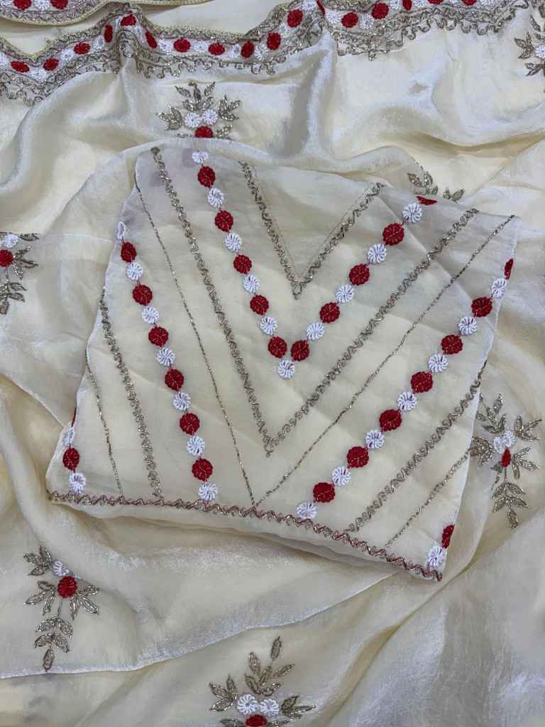 SOFT SPACE SILK BEADS SEQUANCE EMBROIDERY WORK SAREE