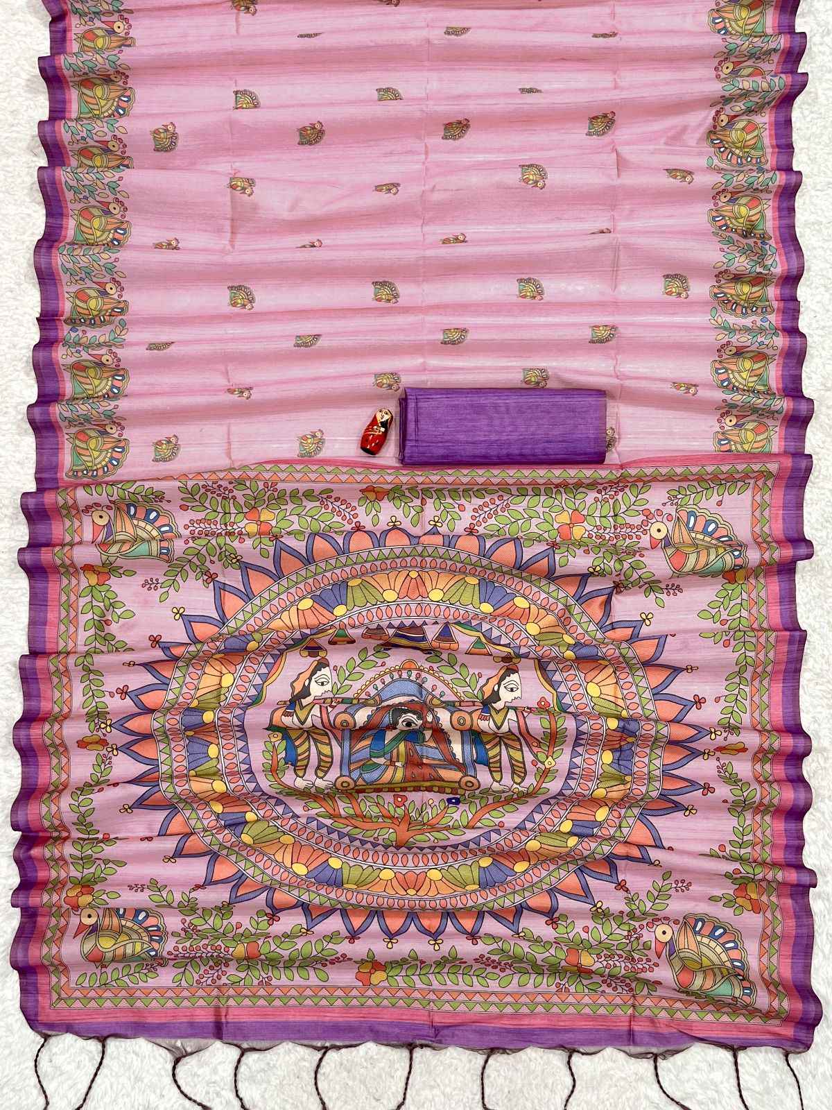 SOFT TUSSAR SILK MADHUBANI TRADITIONAL PRINT SAREE AT WHOLESALE PRICE 