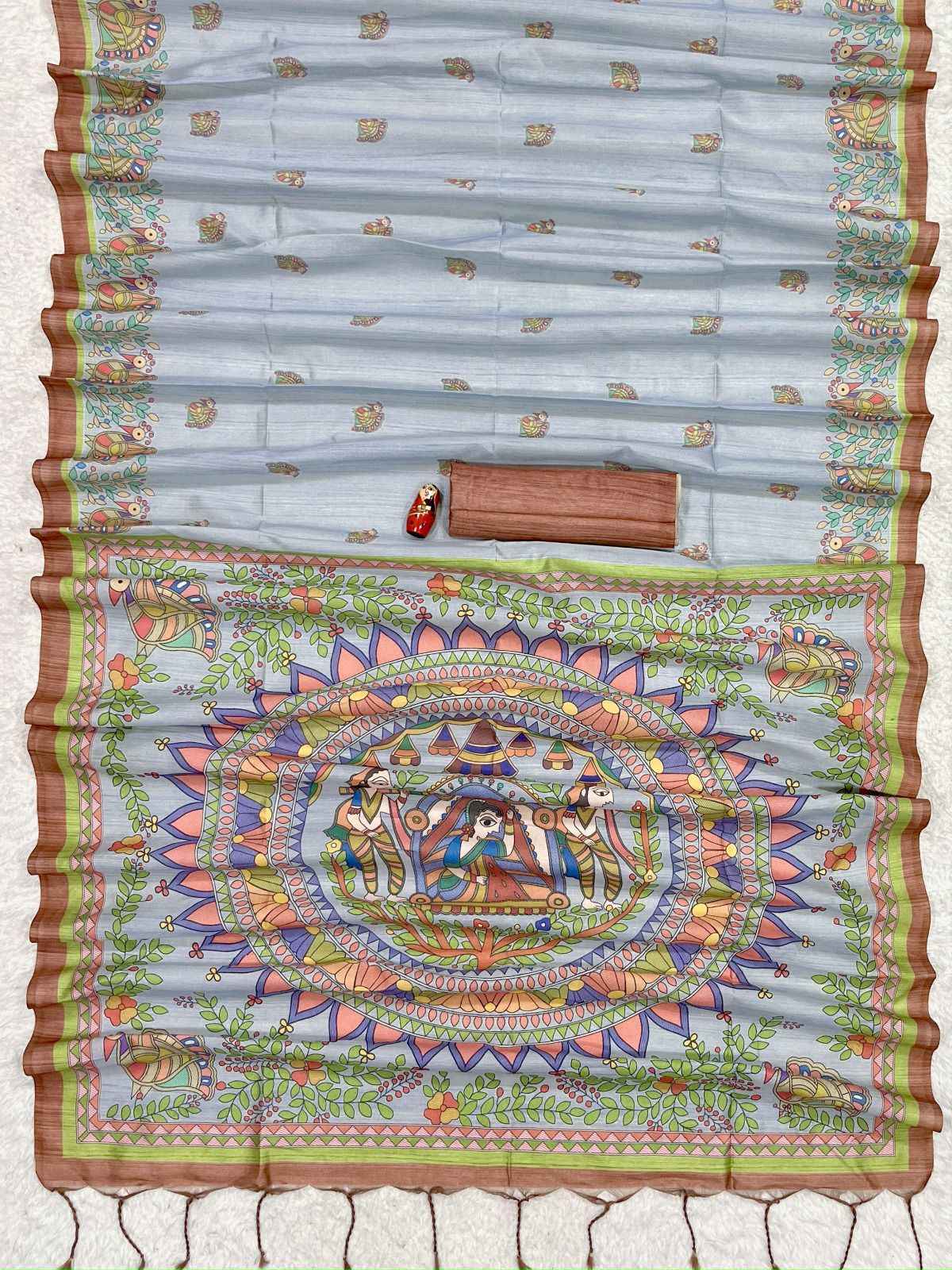 SOFT TUSSAR SILK MADHUBANI TRADITIONAL PRINT SAREE AT WHOLESALE PRICE 