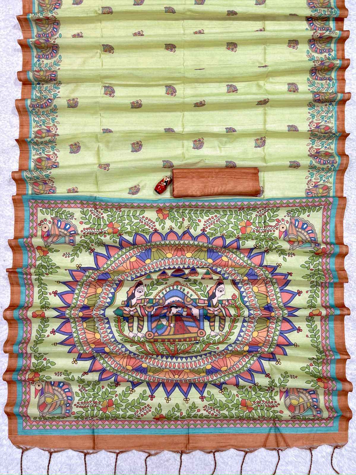 SOFT TUSSAR SILK MADHUBANI TRADITIONAL PRINT SAREE AT WHOLESALE PRICE 