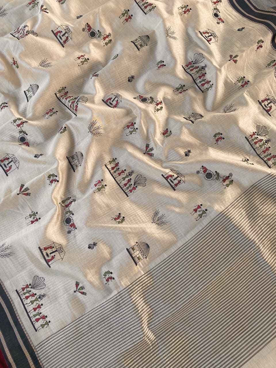 TUSSAR SILK MULTI-THREAD WOVEN CONTRAST PALLU SAREE AT WHOLESALE PRICE