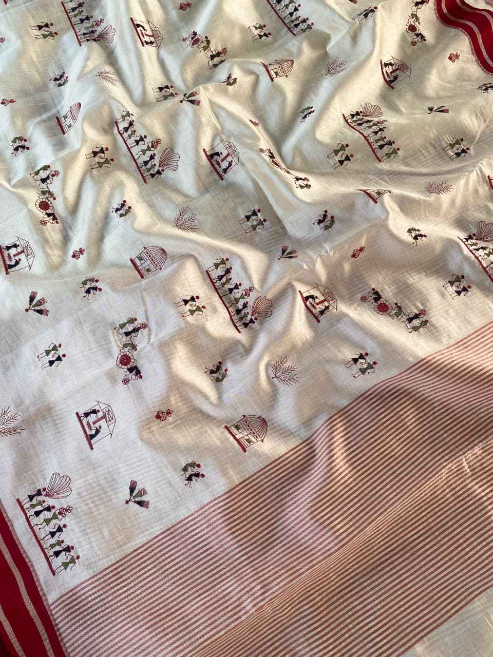 TUSSAR SILK MULTI-THREAD WOVEN CONTRAST PALLU SAREE AT WHOLESALE PRICE