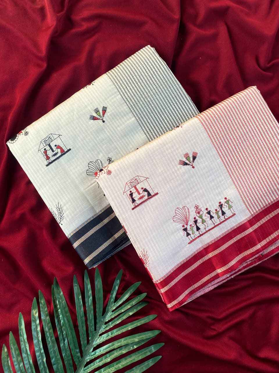 TUSSAR SILK MULTI-THREAD WOVEN CONTRAST PALLU SAREE AT WHOLESALE PRICE