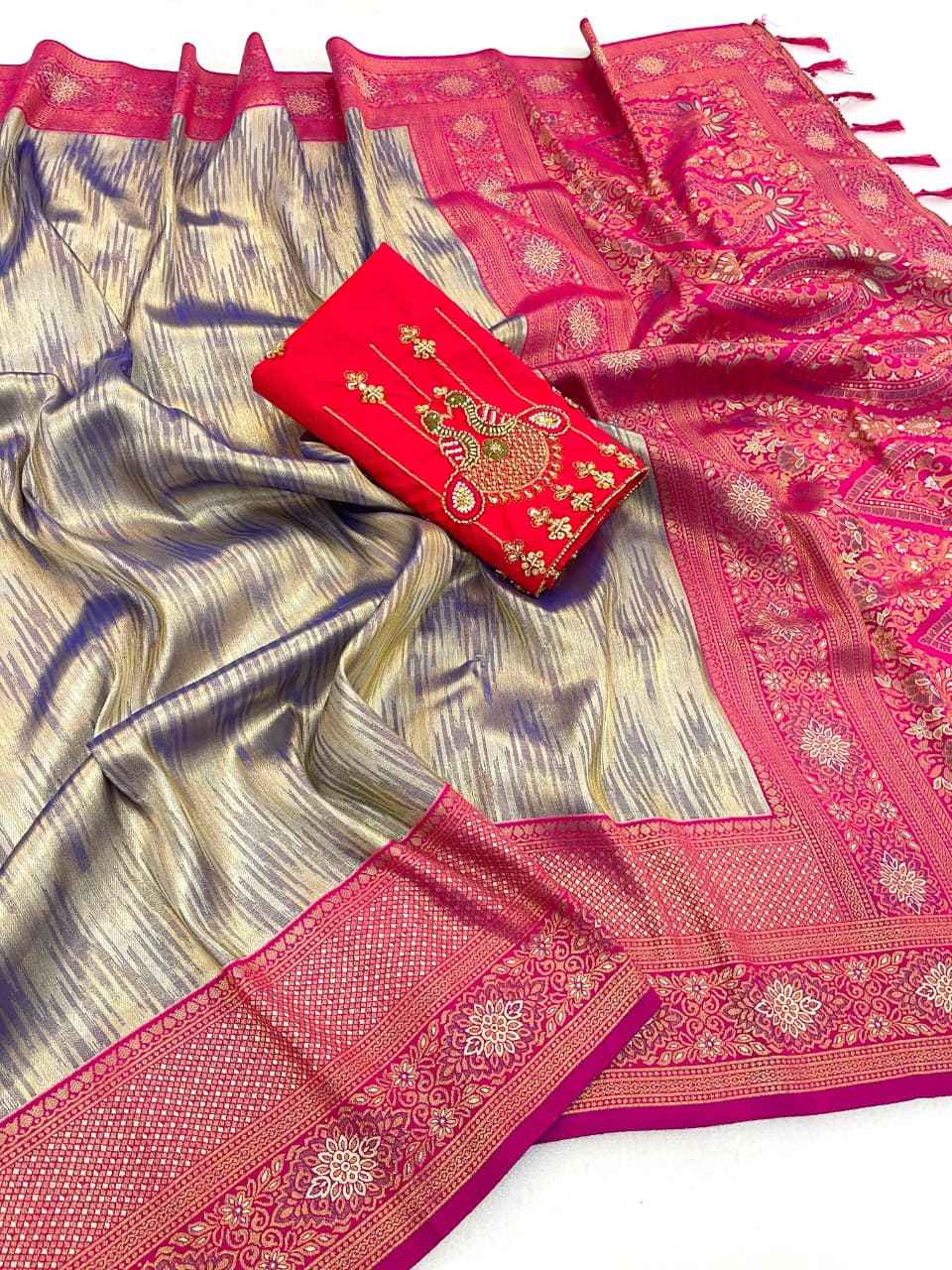 PREMIUM BANARASI TISSUE SILK RICH ZARI WOVEN SAREE AT WHOLESALE PRICE  