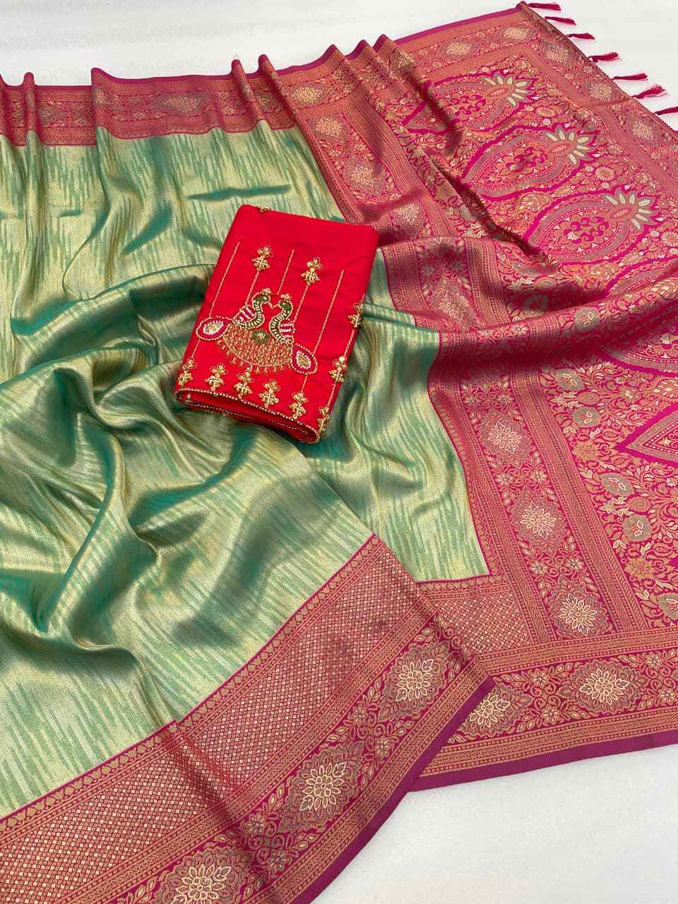 PREMIUM BANARASI TISSUE SILK RICH ZARI WOVEN SAREE AT WHOLESALE PRICE  