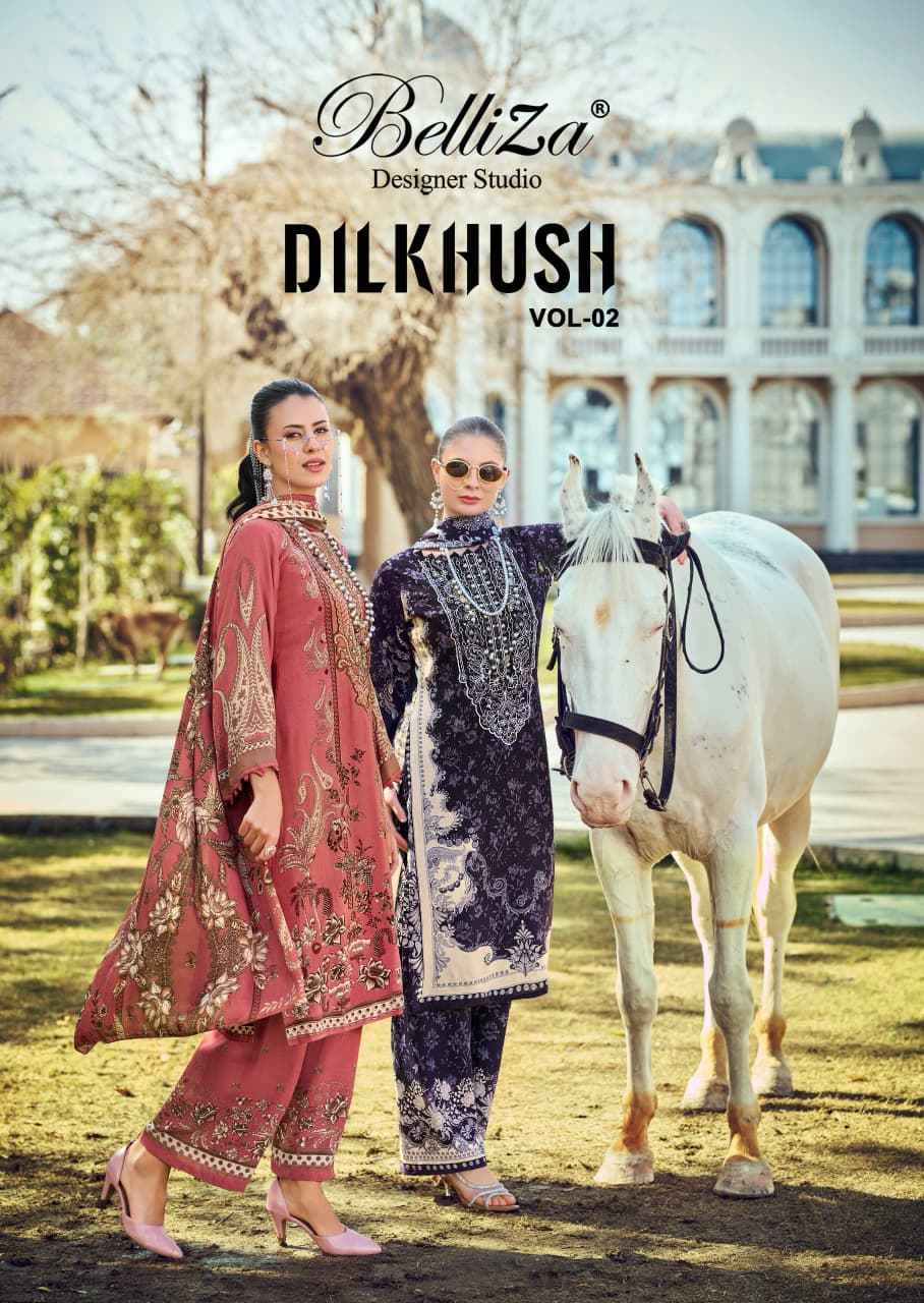 BELLIZA DILKHUSH VOL 2 PURE VISCOSE RAYON SELF EMBROIDERY DRESS MATERIAL AT WHOLESALE PRICE 